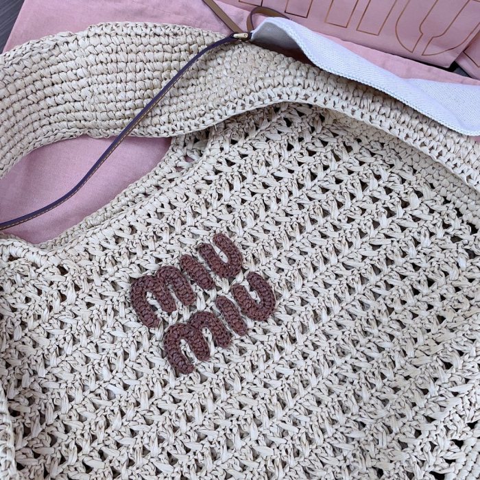 IVY Raffia-Effect Woven Tote Bag“40*38.5*10CM”-069=