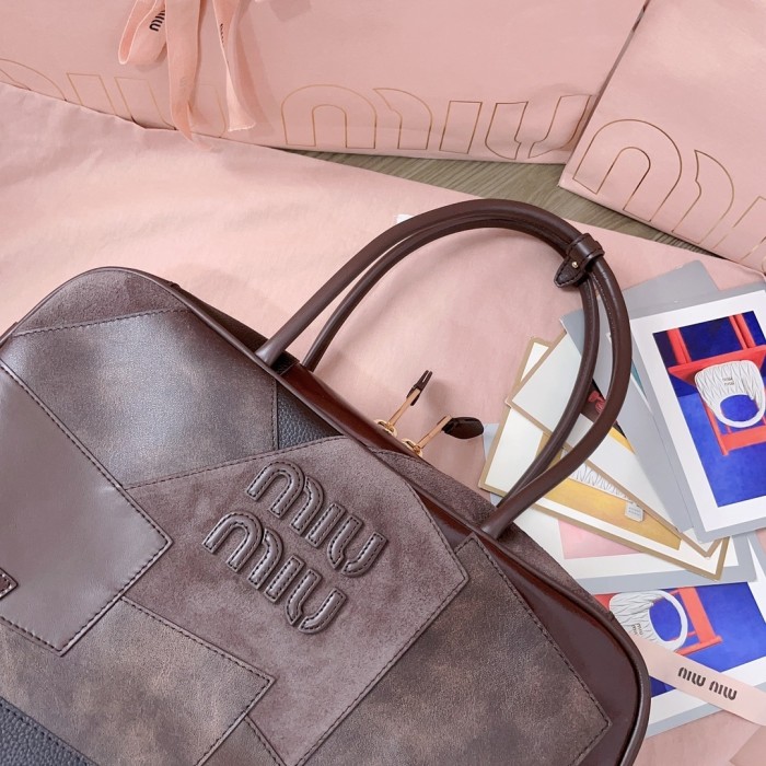 Leather Patchwork Beau Bag“34*23*12CM”-0531=