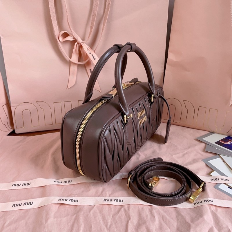 Cognac Arcadie Matelassé Nappa Leather Bag“27*12*9CM”-0801=