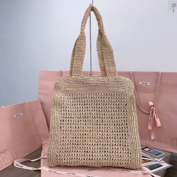 IVY Raffia-Effect Woven Tote Bag“40*38.5*10CM”-069=