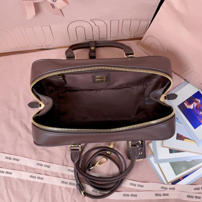 Cognac Arcadie Matelassé Nappa Leather Bag“27*12*9CM”-0801=