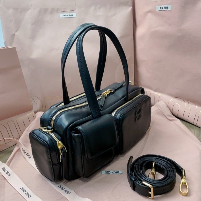 Pocket Nappa Leather Bag“27*12*9CM”-0801=