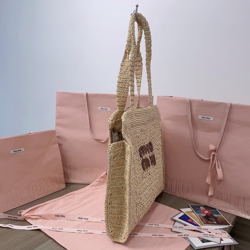 IVY Raffia-Effect Woven Tote Bag“40*38.5*10CM”-069=