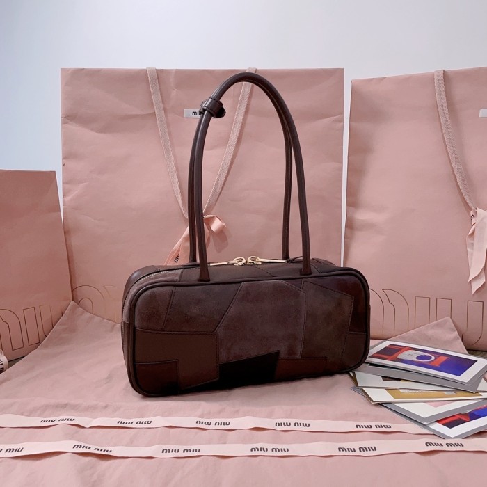 Leather Patchwork Beau Bag“28*12*9CM”-0511=