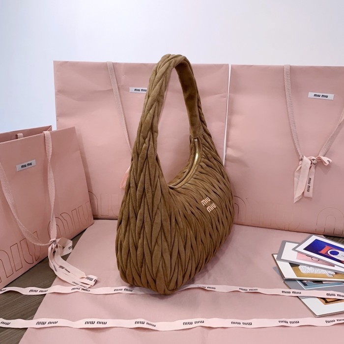 Wander Matelassé Suede Hobo Bag“35*27*8.5CM”-0511=