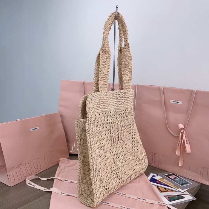 IVY Raffia-Effect Woven Tote Bag“40*38.5*10CM”-069=
