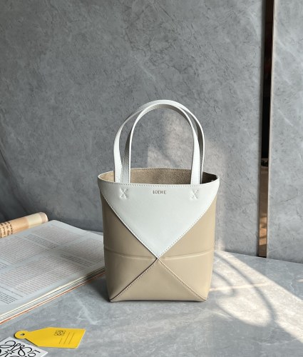 Puzzle Fold Tote In Shiny Calfskin“20*16.5*9.5CM”-057=