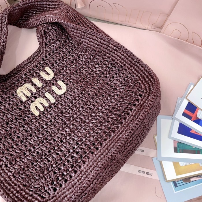 IVY Raffia-Effect Woven Tote Bag“40*38.5*10CM”-069=