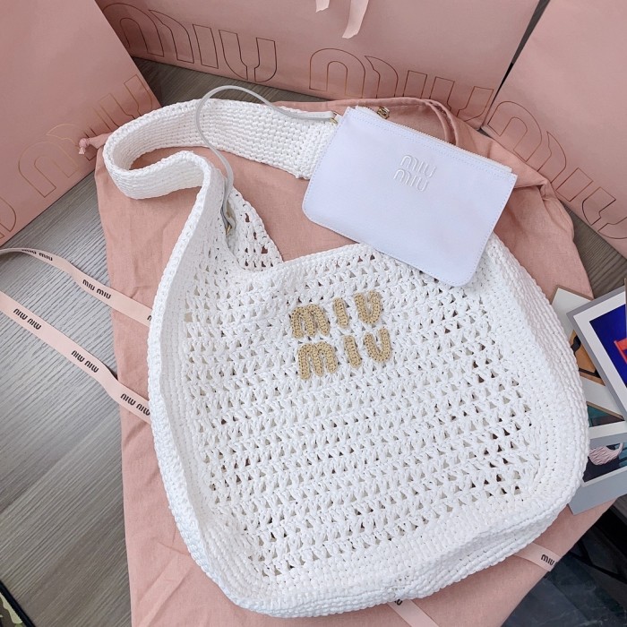 IVY Raffia-Effect Woven Tote Bag“40*38.5*10CM”-069=
