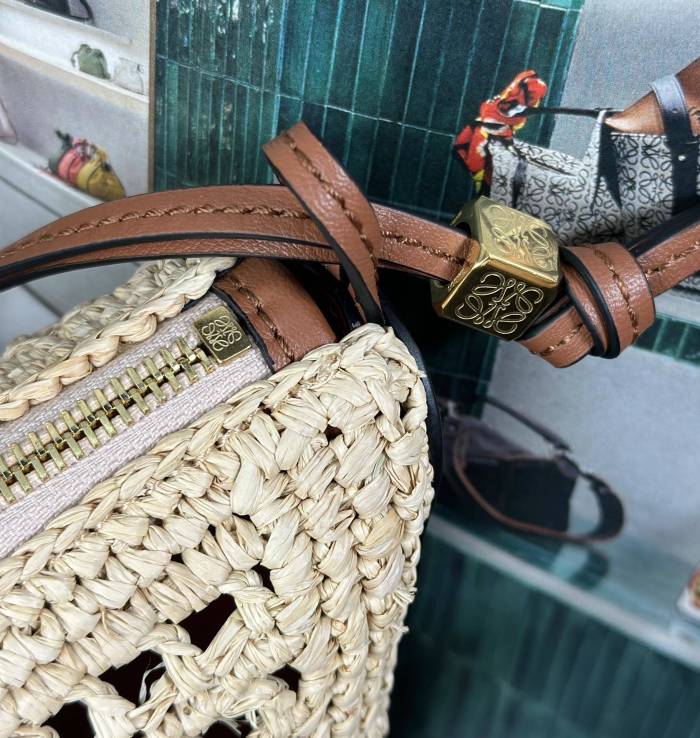 Mini Hammock Hobo in raffia and calfskin“28*17*9.5CM”-036=