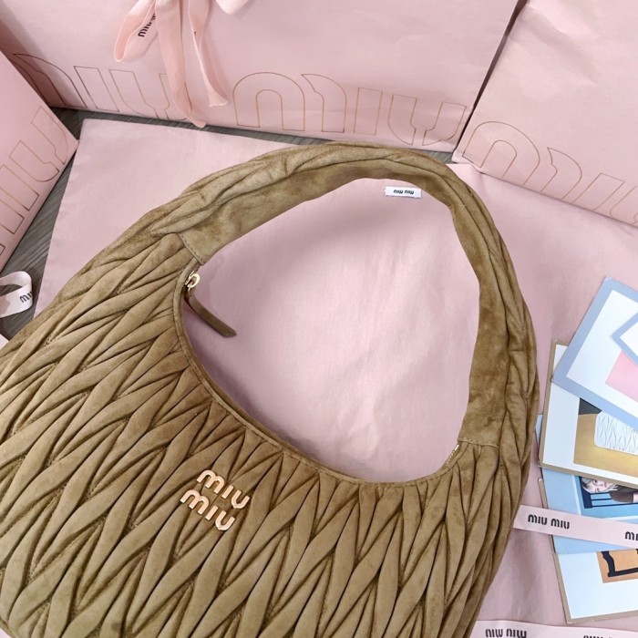 Wander Matelassé Suede Hobo Bag“35*27*8.5CM”-0511=