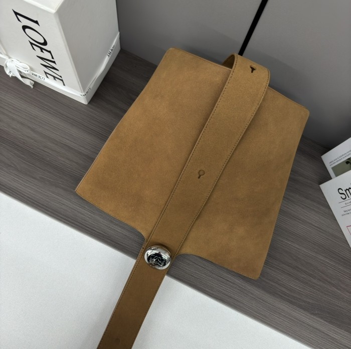 Pebble Bucket Bag In Suede Calfskin“28*24.5*23.5CM”-087=
