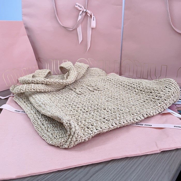 IVY Raffia-Effect Woven Tote Bag“40*38.5*10CM”-069=