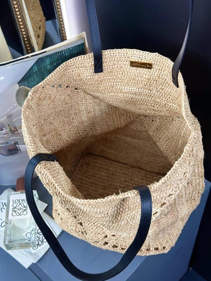 Medium Puzzle Fold tote in raffia“31*24.5*15CM”-008=