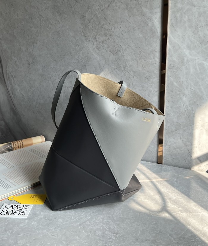 Puzzle Fold Tote In Shiny Calfskin“31.5*25.5*14.5CM”-058=