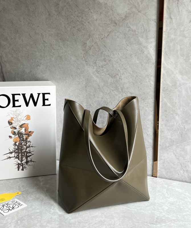 Puzzle Fold Tote In Shiny Calfskin“31.5*25.5*14.5CM”-058=