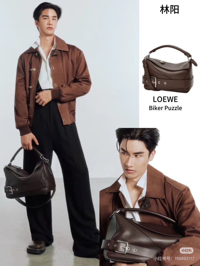 Large Puzzle Biker bag in shiny calfskin“33*21.5*14.7CM”-089