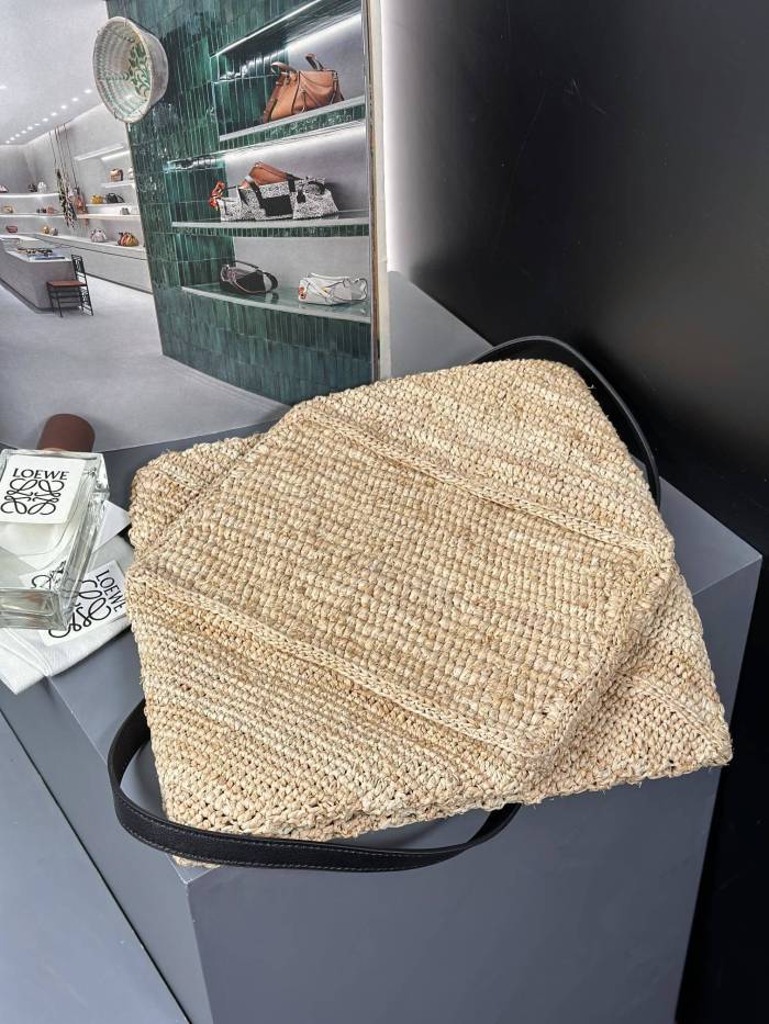 Medium Puzzle Fold tote in raffia“31*24.5*15CM”-008=