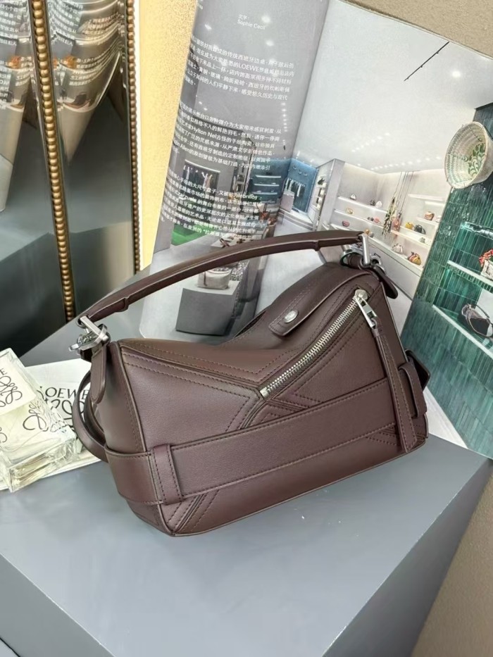 Small Puzzle Biker bag in shiny calfskin“24*16*10CM”-038=