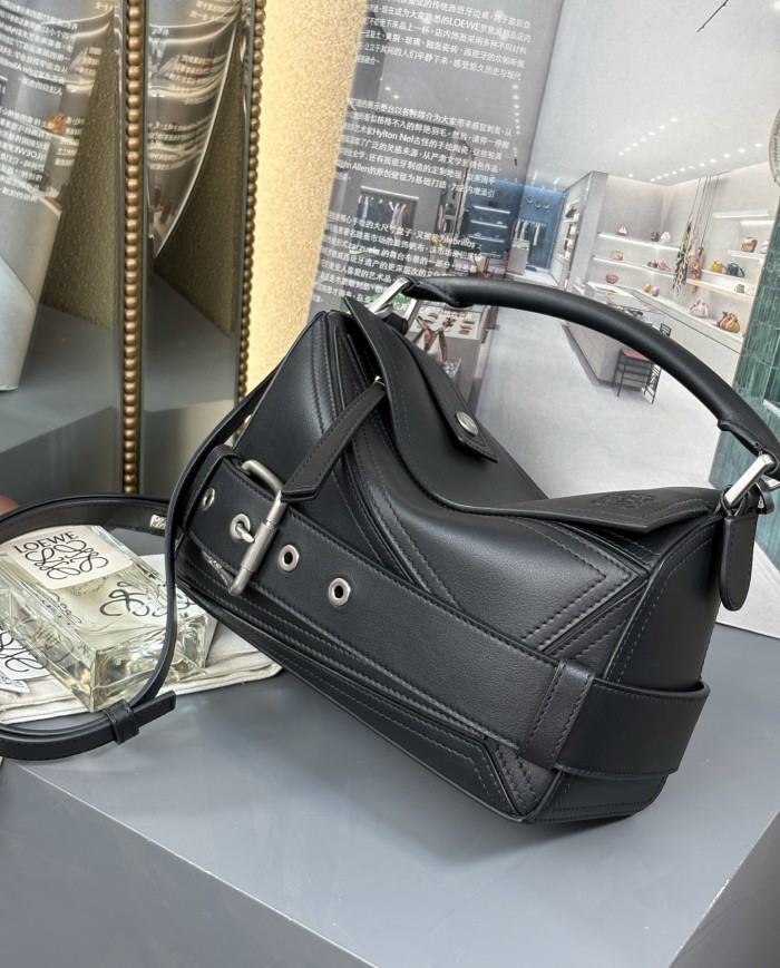 Small Puzzle Biker bag in shiny calfskin“24*16*10CM”-038=