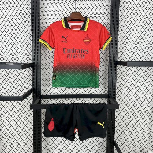 AC Milan off white red kids jersey kit shirt