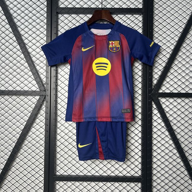 Barcelona 25/26 home kids jersey kit