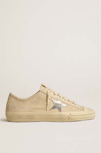 Golden Goose V Star 2 Sneaker w. Suede Upper and Laminated Star - Seedpearl/Silver