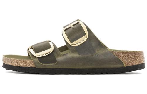 (WMNS) Birkenstock Arizona Big Buckle Natural Leather Oiled Narrow Fit 'Olive Green' 1024130