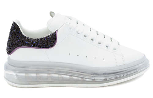 (WMNS) Alexander McQueen Clear Sole Oversized Sneaker 'White Black Sequins' 621718WHZ429926