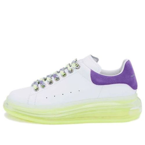 (WMNS) Alexander McQueen Neon Sole Leather Sneakers 'White Purple' 612744WIA4G9333