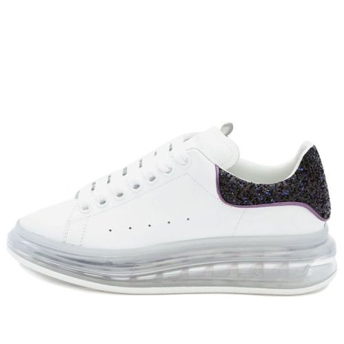 (WMNS) Alexander McQueen Clear Sole Oversized Sneaker 'White Black Sequins' 621718WHZ429926