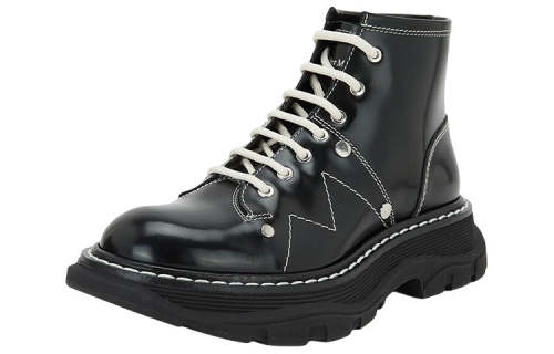 (WMNS) Alexander McQueen Tread Lace-Up Boots 'Black' 604253WHZ811090