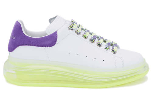 (WMNS) Alexander McQueen Neon Sole Leather Sneakers 'White Purple' 612744WIA4G9333