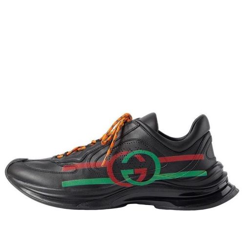 GUCCI Run Side-Stripe Lace-Up Sneakers 'Black Red Green' 721111-UHH20-1000