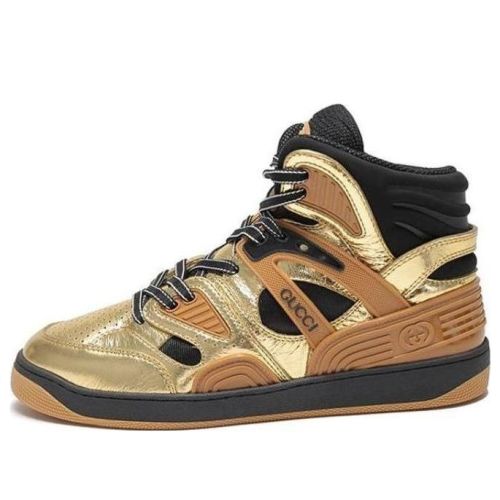 GUCCI Basket Sneakers 'Tan Gold Black' 724005-AABB8-8047