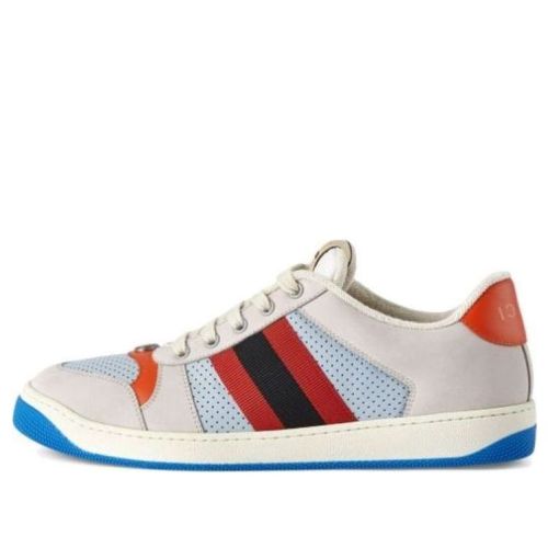 GUCCI Screener GG Leather Sneakers 'Grey Blue Red' 708296-0YIA0-1471