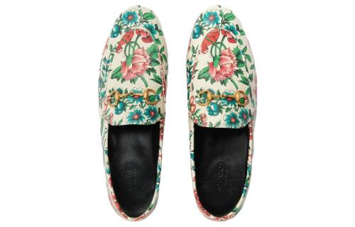 (WMNS) Gucci Horsebit Printed Leather Loafers 'White Pink' 746392-AAB0D-8464