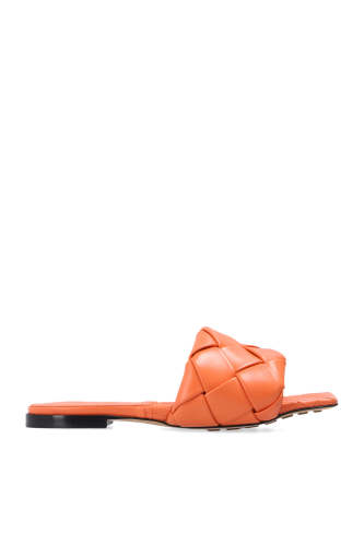 Bottega Veneta Women's Lodo Leather Slides Shoes In Orange