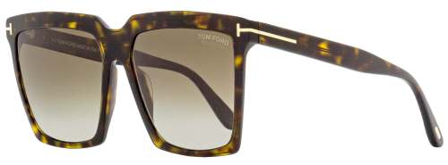 Tom Ford Square Sunglasses TF764 Sabrina-02 52H Dark Havana  Polarized 58mm FT0764