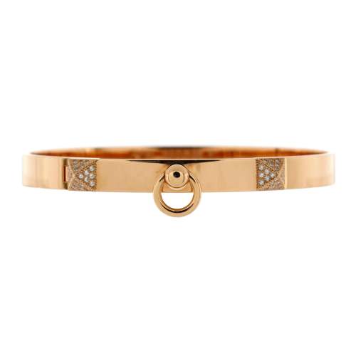 Collier de Chien Bracelet 18K Rose Gold with Pave Diamond Studs PM
