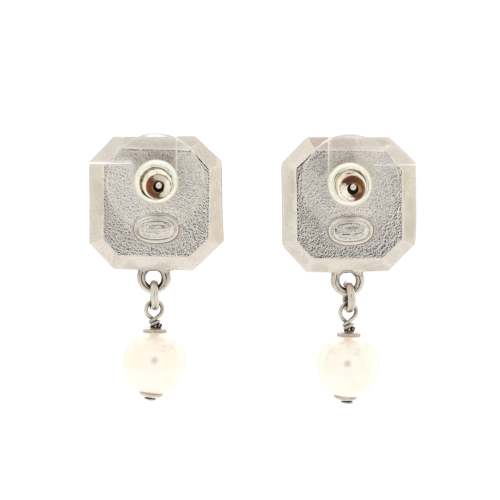 Octagon CC Drop Earring Earrings Metal with Crystals and Faux Pearls