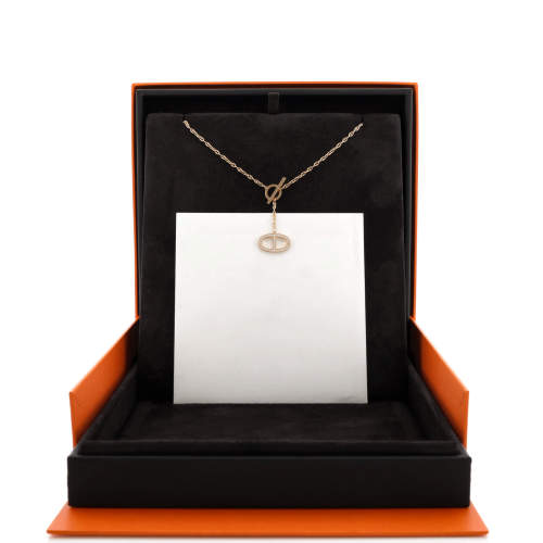 Chaine d'Ancre Contour Pendant Necklace 18K Rose Gold with Diamonds Large