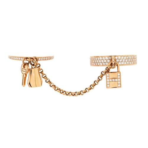 Kelly Clochette Double Ring 18K Rose Gold with Diamonds