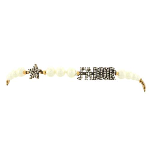 J'Adior Star Choker Chain Necklace Metal with Crystals and Faux Pearls