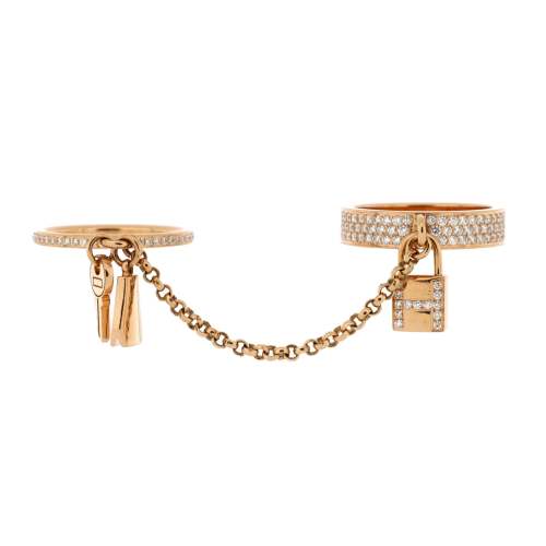 Kelly Clochette Double Ring 18K Rose Gold with Diamonds