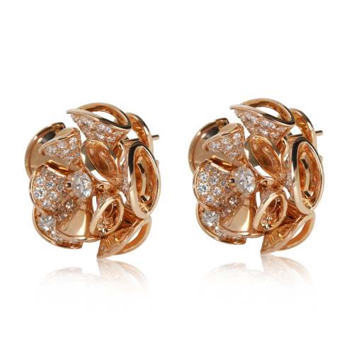 BVLGARI Divas' Dream En Tremblant Flower Earrings in 18k Rose Gold, 2.6 Ctw