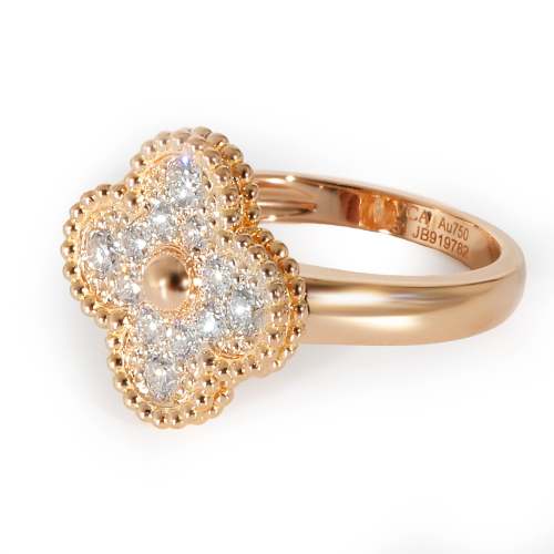 Van Cleef & Arpels Alhambra Diamond Ring in 18k Rose Gold 0.48 CTW