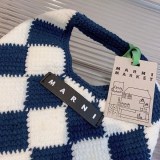 大人気!マルニマーケット 偽物◇テックウール製 DIAMONDスモールバッグ ブルー mac05990