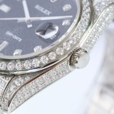 21年秋冬 ロレックス 腕時計 コピー デイトジャスト 41MM ブラック メンズ 全面ダイヤ rox07074