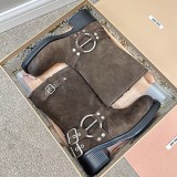 素敵な ミュウミュウ クワドラプルバックルロングブーツ偽物 myt46583
